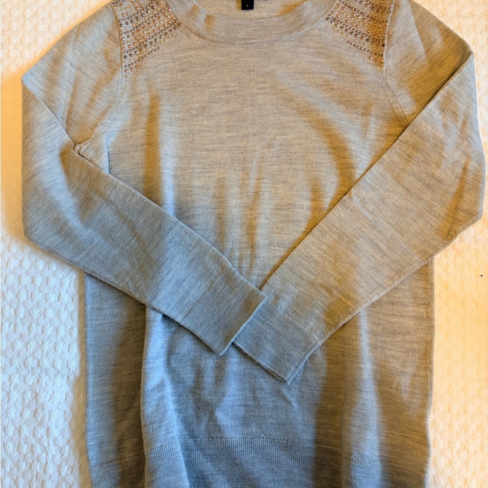 Gray Sweater with Embellished Shoulders